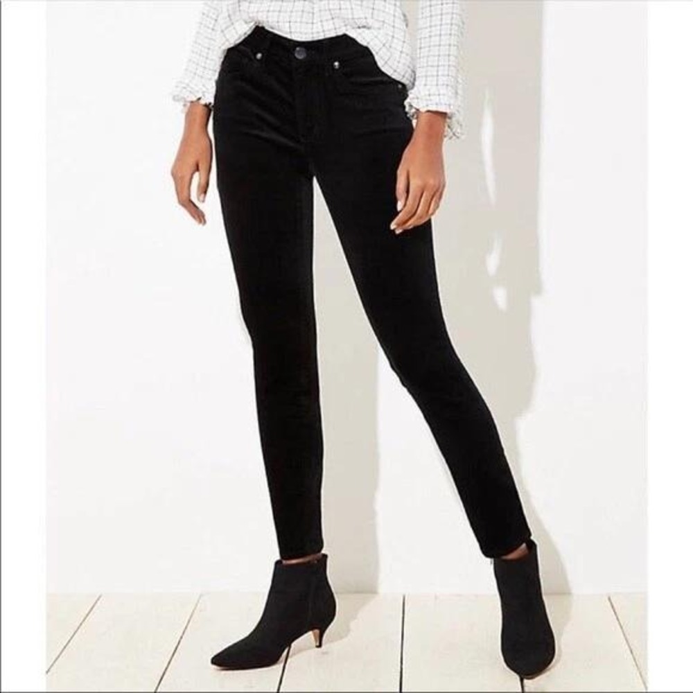 Loft Black Corduroy Skinny Pants Womens Size 10 Slim Leg Trousers Classic Work